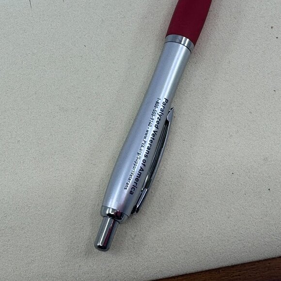Paralyzed Veterans of America Ballpoint Pen, Chrome & Red /Vintage - Picture 5 of 6